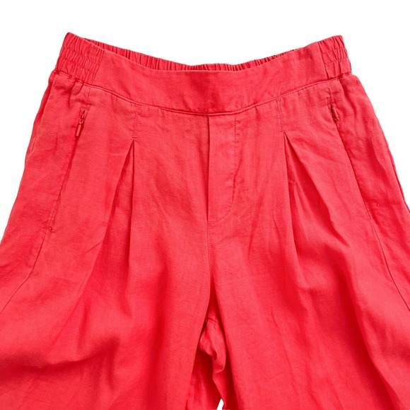 Athleta Linen Wide Leg High Rise Elastic Waist Crop Pants Women Size 8Tall - Picture 7 of 16